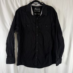 Buckle Black Label Shirt Men's XL Black Long Sleeve Button Up Cotton Blend